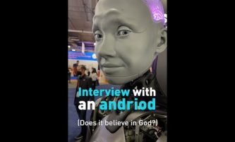 Do androids believe in God? Watch our interview with Ameca, a humanoid #robot at   #CES2022 #Shorts