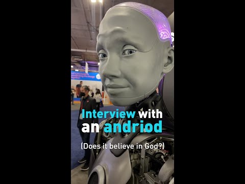 Do androids believe in God? Watch our interview with Ameca, a humanoid #robot at   #CES2022 #Shorts